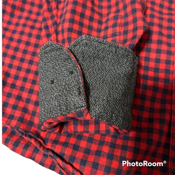 EUC Nordstrom Men’s Shop Red & Blue Checkered Flannel Button Down Size Medium - Picture 3 of 4